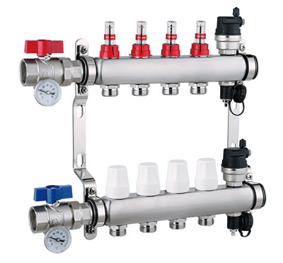 XF26001AStainless steel pipe manifold with flow meter drain valve and ball valve
